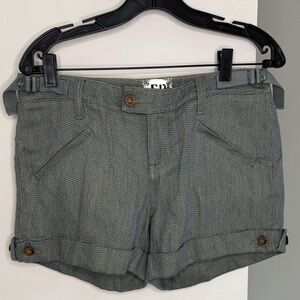 Free People Blue Gray Herringbone Shorts